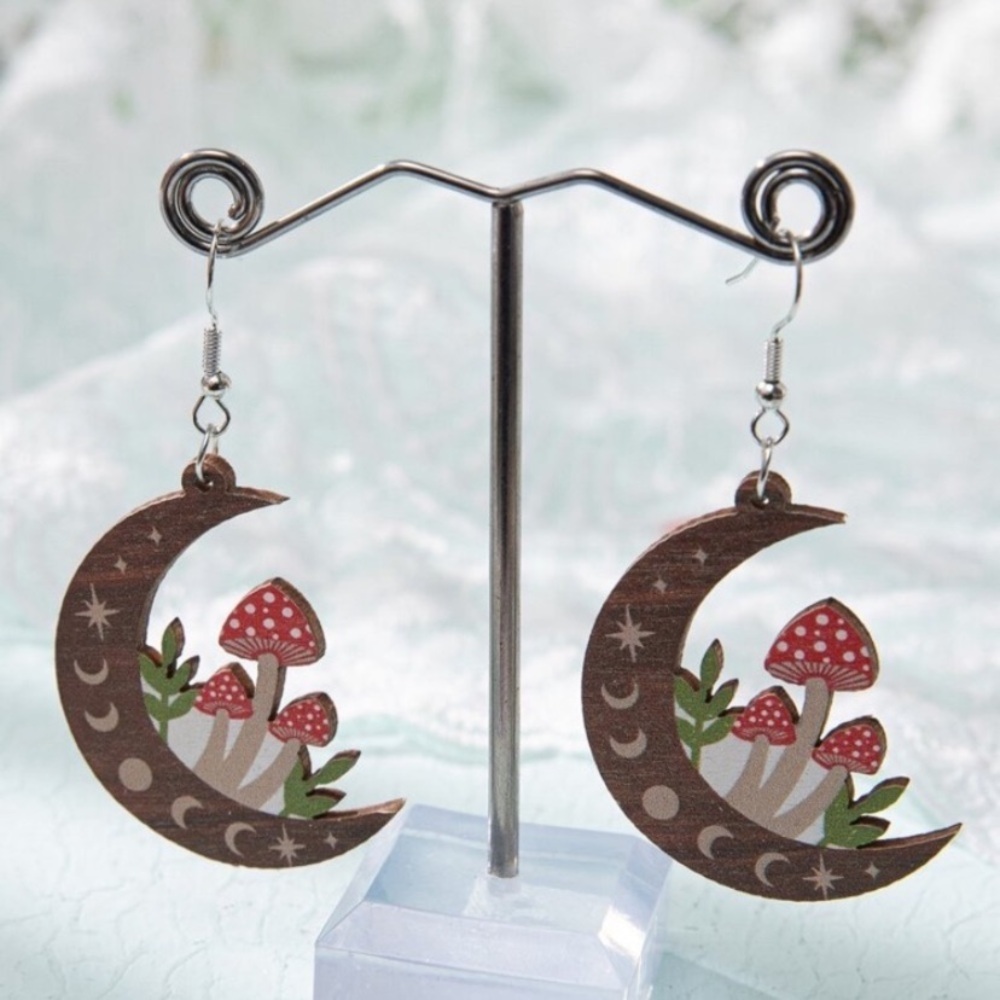 NEW Moon & Mushroom Dangle Earrings - Boutique